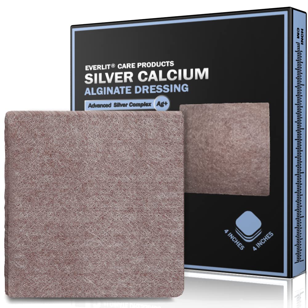 EveryLIT AG Silver Calcium Alginate Wound Dressing124; Absorbent Non- Stick Sterilní Dressingový Pad 124; Gentle Gáza s přírodními želatinovými vlákny pro péči o rány