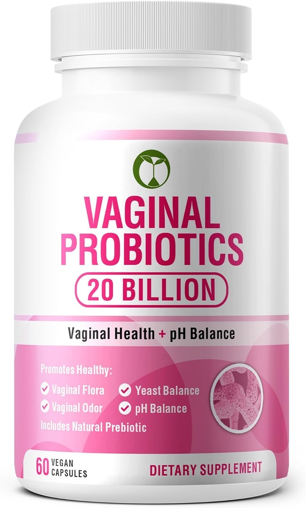 Vaginální probiotika pro Womens Health 20 Miliardy CFU 124; PH Balance & Vaginigal Odor Support 60 Kapsle 124; Vědecky vyvinuté Multi Strein Probiotic Blend s prebiotiky (Vaginální Probiotika)
