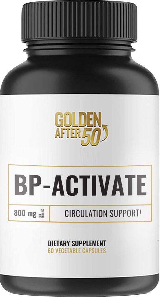Golden After 50 BP-Activate - Příplatek oxidu dusnatého s esenciálními aminokyselinami - Krevní oběh a srdeční podpora Dodatek - 60 Kapsle - 800 mg argininu, AAKG, L Citruline