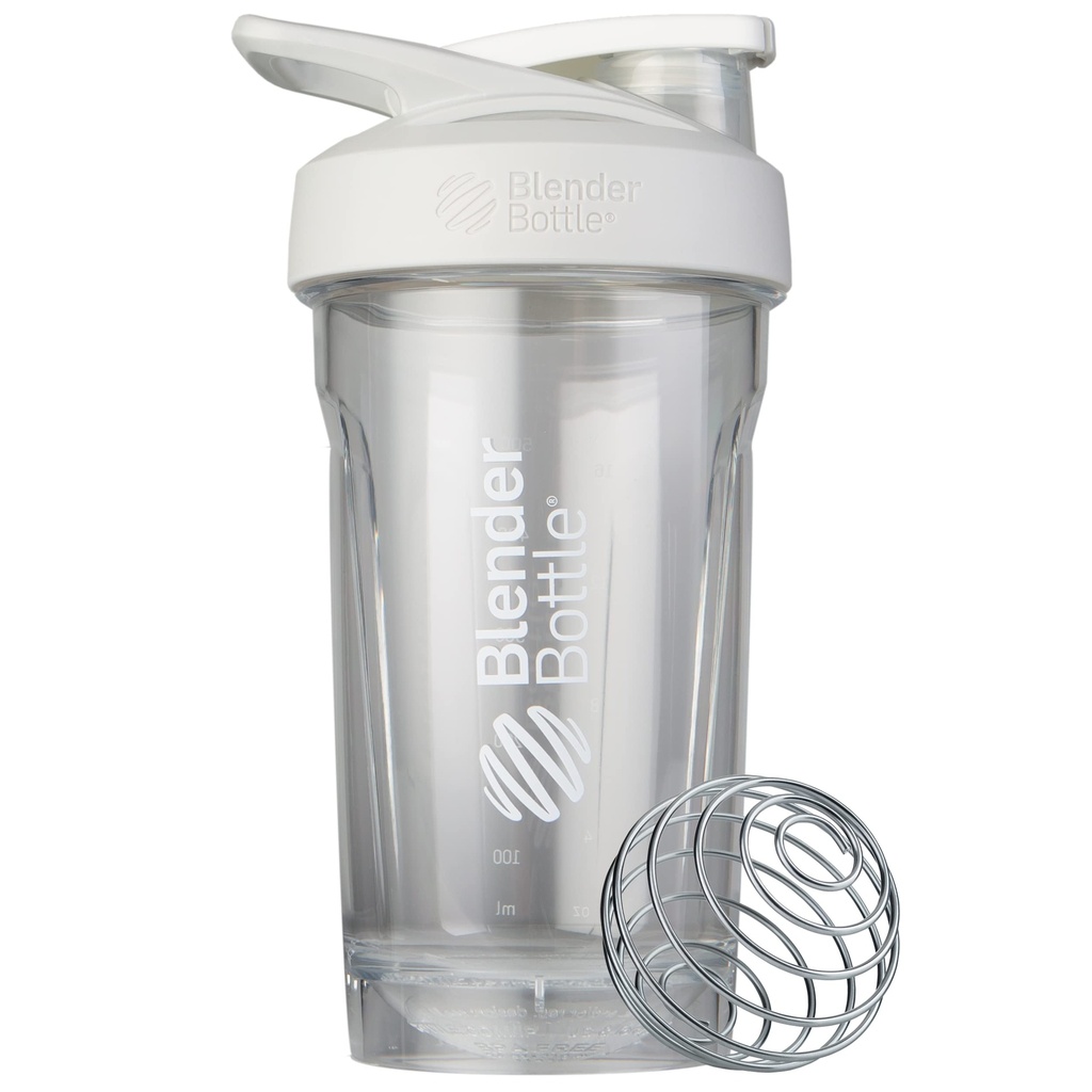 BlenderBottle Sport Shaker Lahvička s Wire Whisk, 24-Ounce, bílá - proteinové třesy & Hydrace pro sportovce & Fitness Enthusiasts, Easy Mixing, Trvalý & Lehký, Uzamykatelné Lid