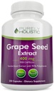 Čistě holistické zrno extrakt 20,000mg - 250 Vegan Kapsle - 8 + měsíční zásoba - Standardizované na 95% polyfenoly - 400 mg na kapslí - Maximální síla Grapeseed - Non- GMO & Pesticide Free