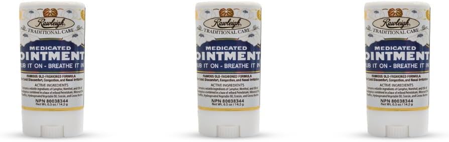 Rawleigh Medicated Ointment Stick 0.5 oz (14.2g) - Classic Aromatic Chest Rub in Portable Stick Format - Non- Greasy - Balení 3