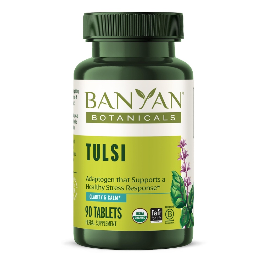 Banyan Botanicals Tulsi (Holy Basil) - Upgraping Adaptogen - Organic Lung and Respirační doplněk zdraví * - 90 Tablety - Non-GMO Udržitelně Sourced Vegan