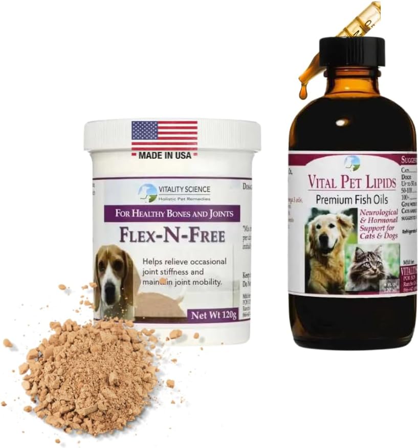 Vitality Science Flex N Free + Vital Pet Lipids for Dogs CZ124; 2 Part Program CZ124; Promotes Bone Development & Joint Health CZ124; Relieves Stiffness CZ124; Neurologická a hormonální podpora CZ124; 100% Safe (Large)