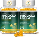 2 Balení Sugar- Volný Rhoddiola Rosea Gummies 1000mg, Rhoddiola Rosea Dodatek pro ženy a muže, Podpora vytrvalost, Mood & Energy, Non- GMO, Vegan, 120 Počet