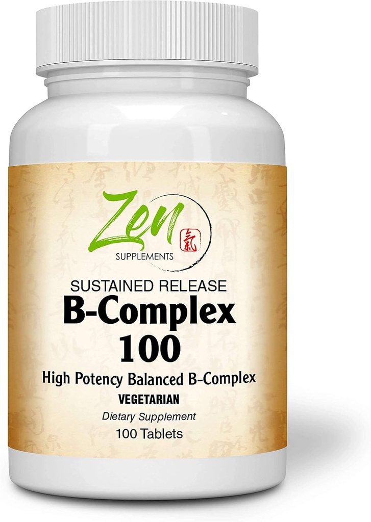 Kompletní B- Komplexní vitaminový doplněk - B vitaminový doplněk komplex s kyselinou listovou, biotin, inositol - pro imunitní a kardio zdraví, energetický metabolismus - 100 Udržitelné uvolňování tablety