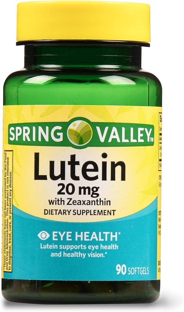 Jarní údolí Lutein s Zeaxanthin dietní dodatek, 20 mg, 90 Počet