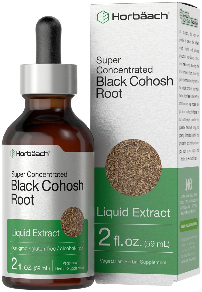 Horbäach Black Cohosh Root tinktura 124; 2 fl oz cr124; Liquid extract 124; Alkohol zdarma Herb kapky 124; Vegetarian cr124; Non-GMO, gluten zdarma dodatek