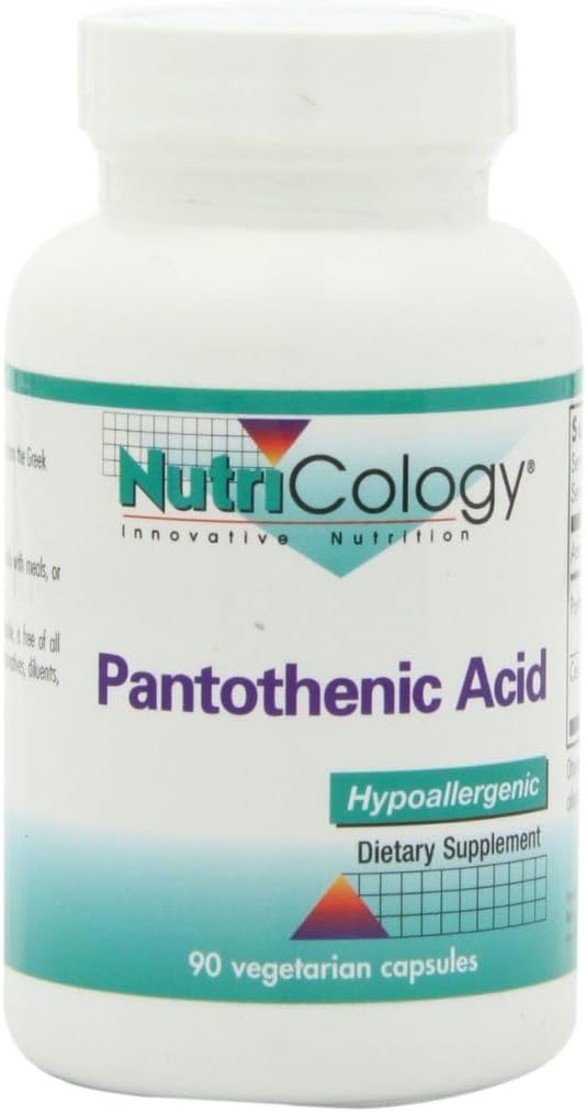 Nutricology Pantothenic Acid - Vitamin B5 pro muže a ženy, vápník, 500mg dodatek, čisté, organické, vegetariánské kapsle - 90 Počet