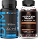 Účinný doplněk NUTRA DIM 300mg & Houbové gumy 2500mg - Extra síla DIM + Houbový komplex pro rovnováhu estrogenu hormonů, léčba akné a PCOS, imunitní podpora a energie
