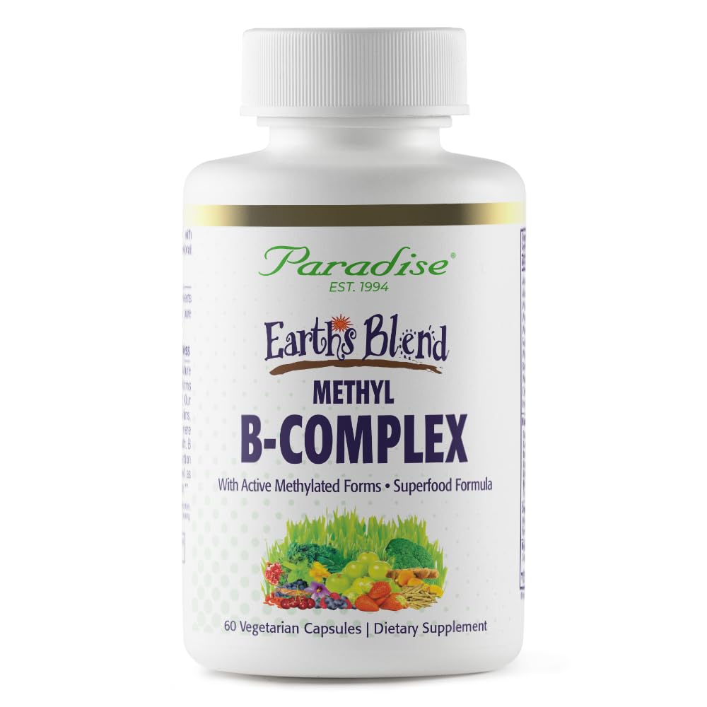 Paradise Byliny, Země mísí B- komplex, Methylovaný, Enzymaticky aktivní formy B Vitamíny + Superfoods, Podporuje energii a imunitu, 60 Kapsle