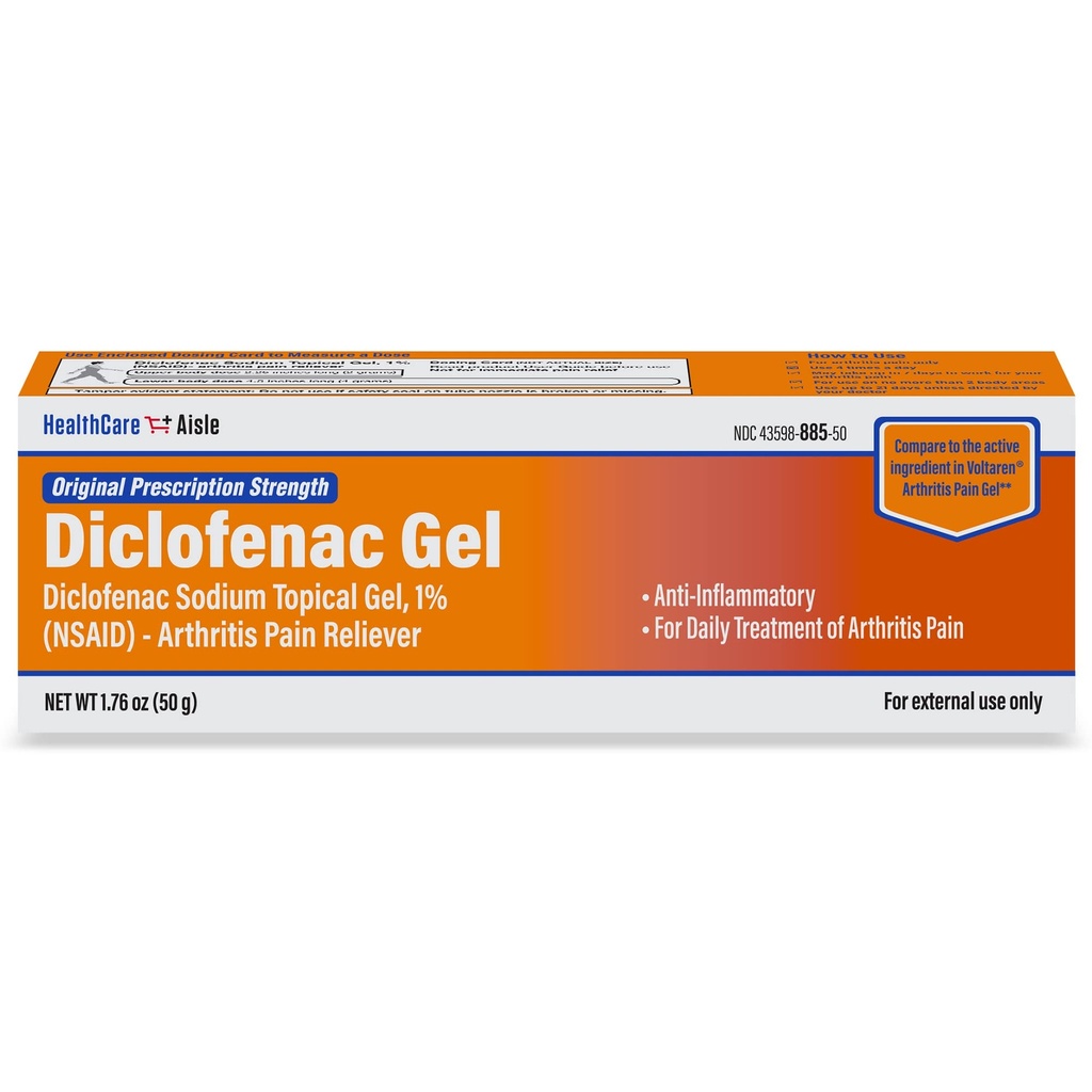 HealthCareAisle Diclofenac Gel, 1%, Artritida Pain Relief - 50 g trubice - Original Prescription Strength (NSAID)