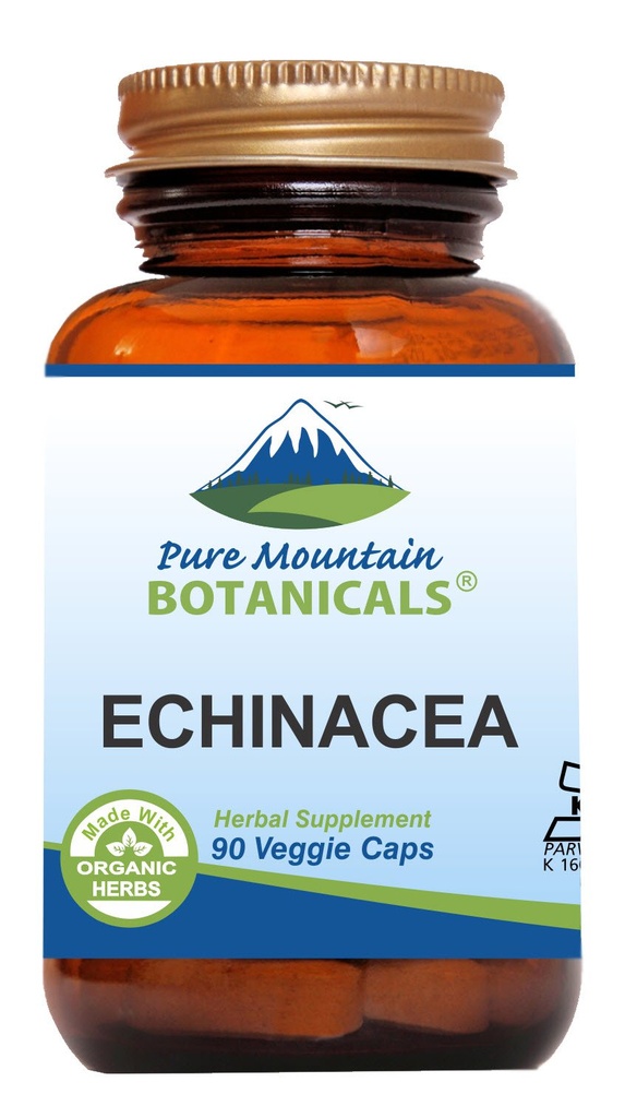 Čisté horské botaniky Echinacea Kapsle Dodatek - Kosher Vegan Caps s 420mg Organic Echinacea Root