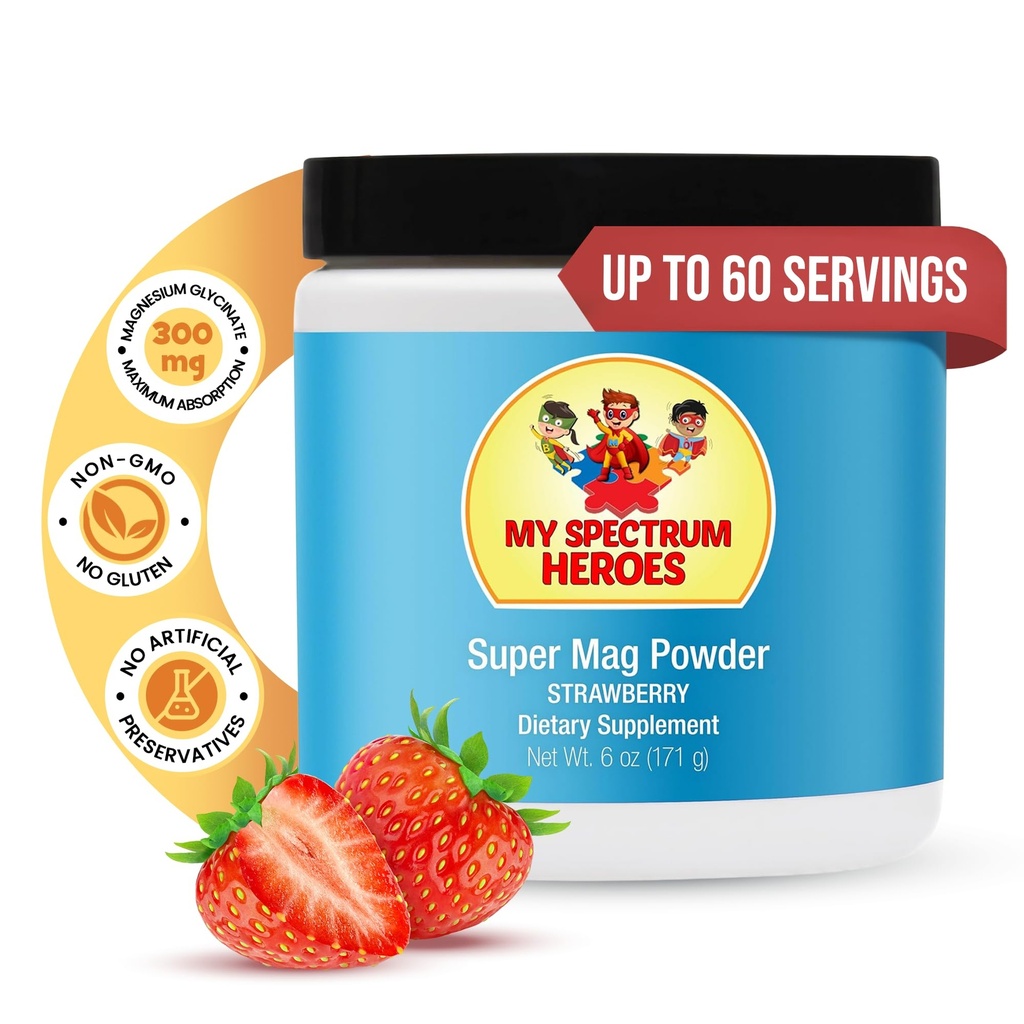 My Spectrum Heroes Calm Magnesium Powder - Gentle Magnesium Glycinate Drink Mix for Relaxation, Sleep Support, Digestive Health, and Stress Relief - Vegan, Gluten- Free, 6oz (171g)