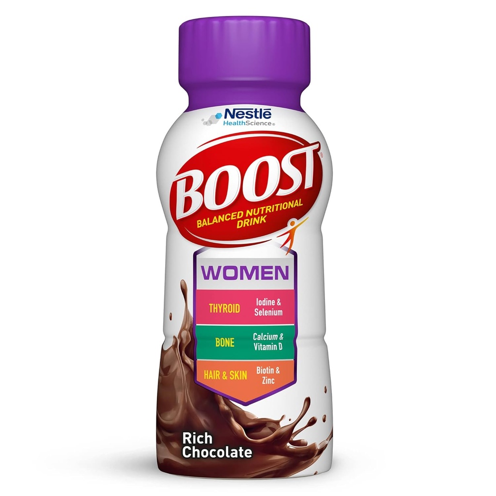 BOOST Ženy vyvážený nutriční nápoj, bohatá čokoláda, 8 FL OZ (balení po 6)