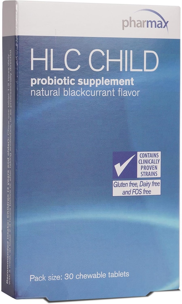 Pharmax HLC Child CLANE124; Probiotický doplněk pro děti CLANE124; 30 žvýkací tablety CLANE124; přírodní černý rybíz Flavor