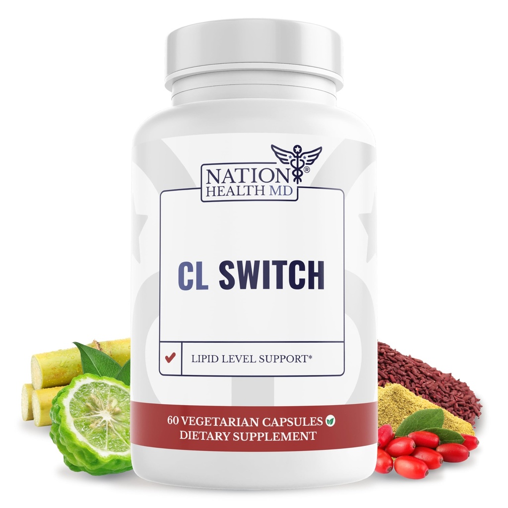 CL Switch - Srdeční wellness dodatek - Podporuje zdravou hladinu cholesterolu a krevní tlak již v normálním rozsahu * - s Citrus Bergamot, Berberine, Red Yeast Rice - 60 Kapsle