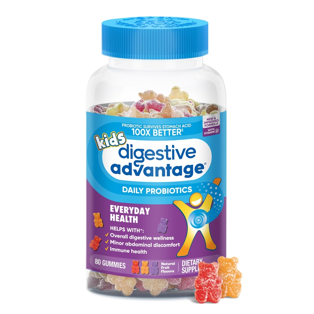 Stravovací výhoda Denní Probiotický Gummy pro děti, Multi, Přírodní ovocné příchutě, 80.0 Počet