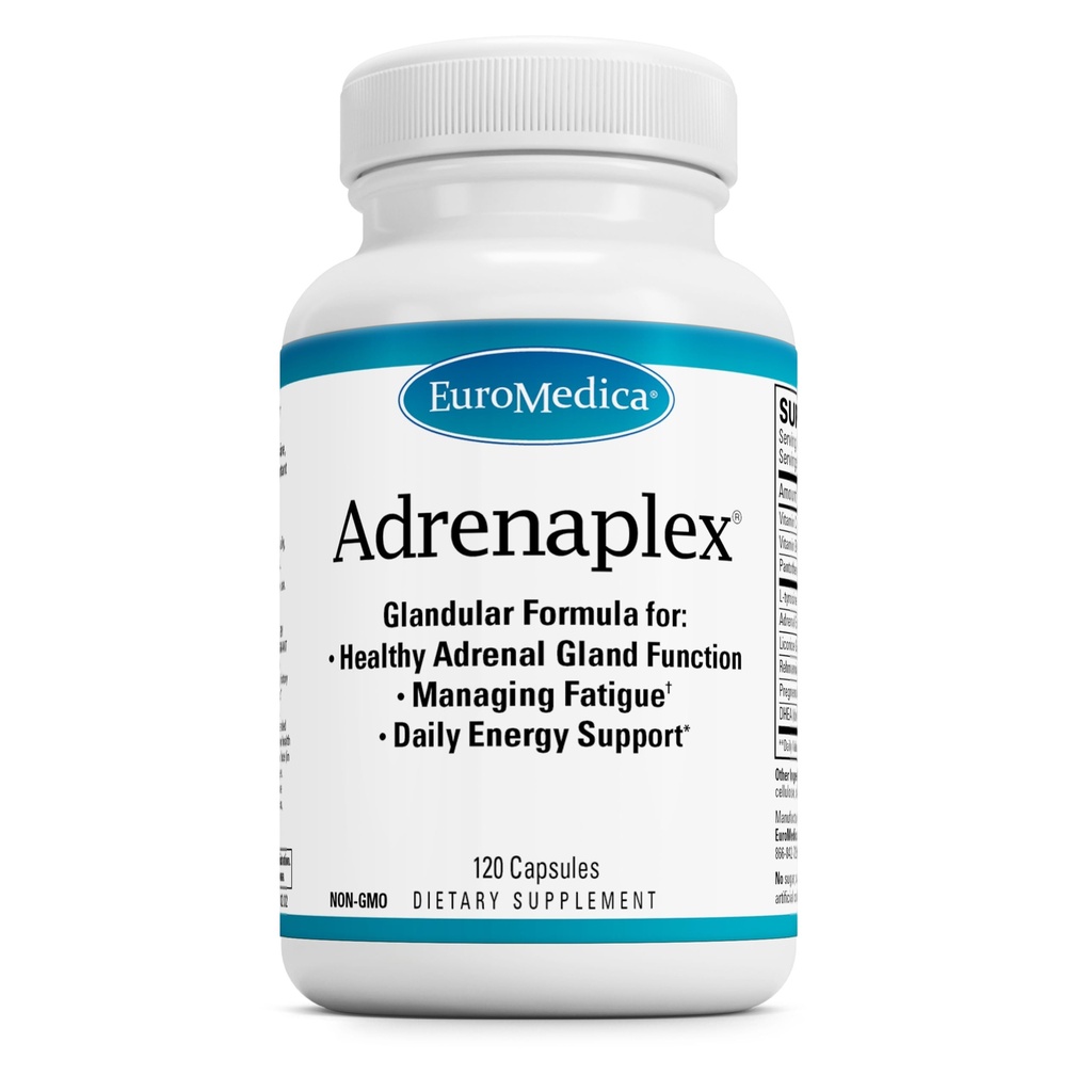 EuroMedica Adrenaplex - Dodatek k funkci nadledvin - Doplněk k podpoře dásní s vitamíny C & B6 - Podporuje zdravé funkce nadledvin - Držet mimo dosah dětí - 120 Kapsle