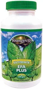 Youngevity Ultimate EFA Plus - esenciální mastné kyseliny, 90 měkké gely - Vyvážená rybí olej vzorec pro srdce, mozek, kloub, zdraví pokožky - Omega-3, Omega-6, Omega-9 dodatek pro optimální podporu zdraví