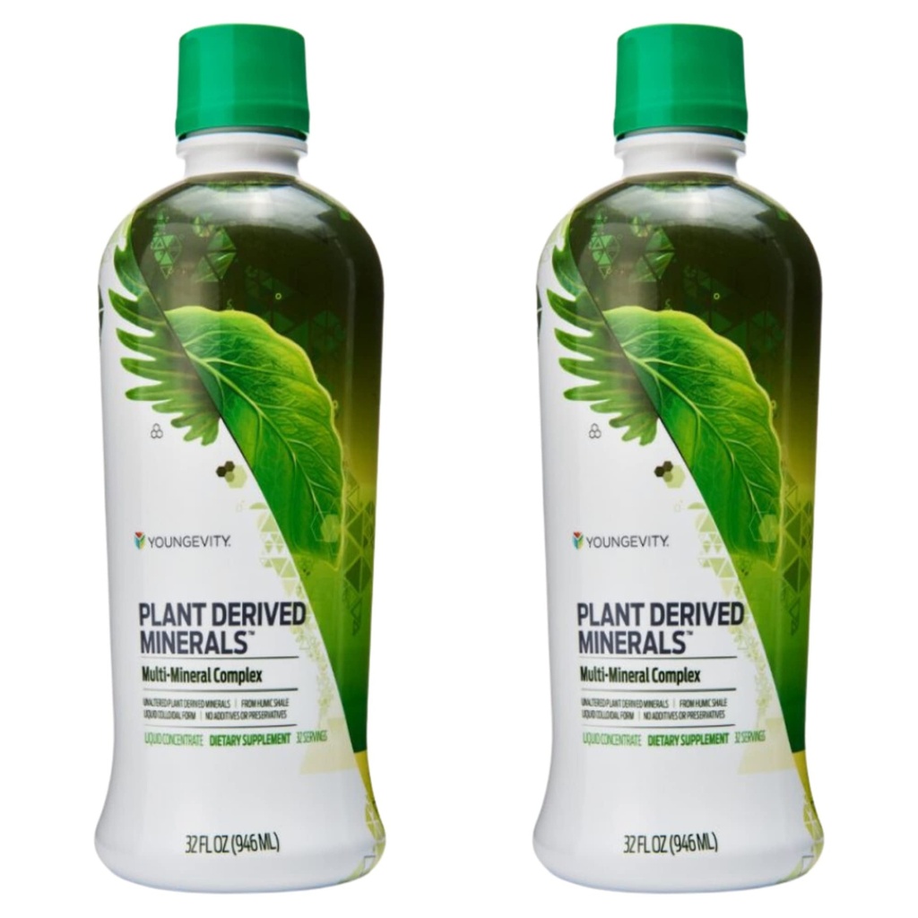 Youngevity Plant Derived Liquid Minerals - 77 + Natural Unmodified Trace Minerals - 19,000mg Plant Mineral Solids - Koloidní forma Humic Shale - (32 oz Pack of 2)