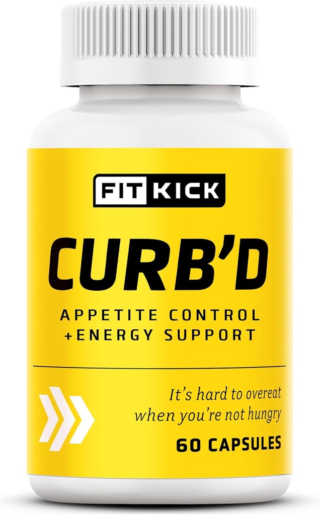 FITKICK Curb 'd Kapsle - Non- Prescription Appetite & Craving Support, Energy & Focus Formule s přírodním extracts - Malina Ketony, Green Coffee Bean & Citrus Aurantium - 60 Vegan Kapsle