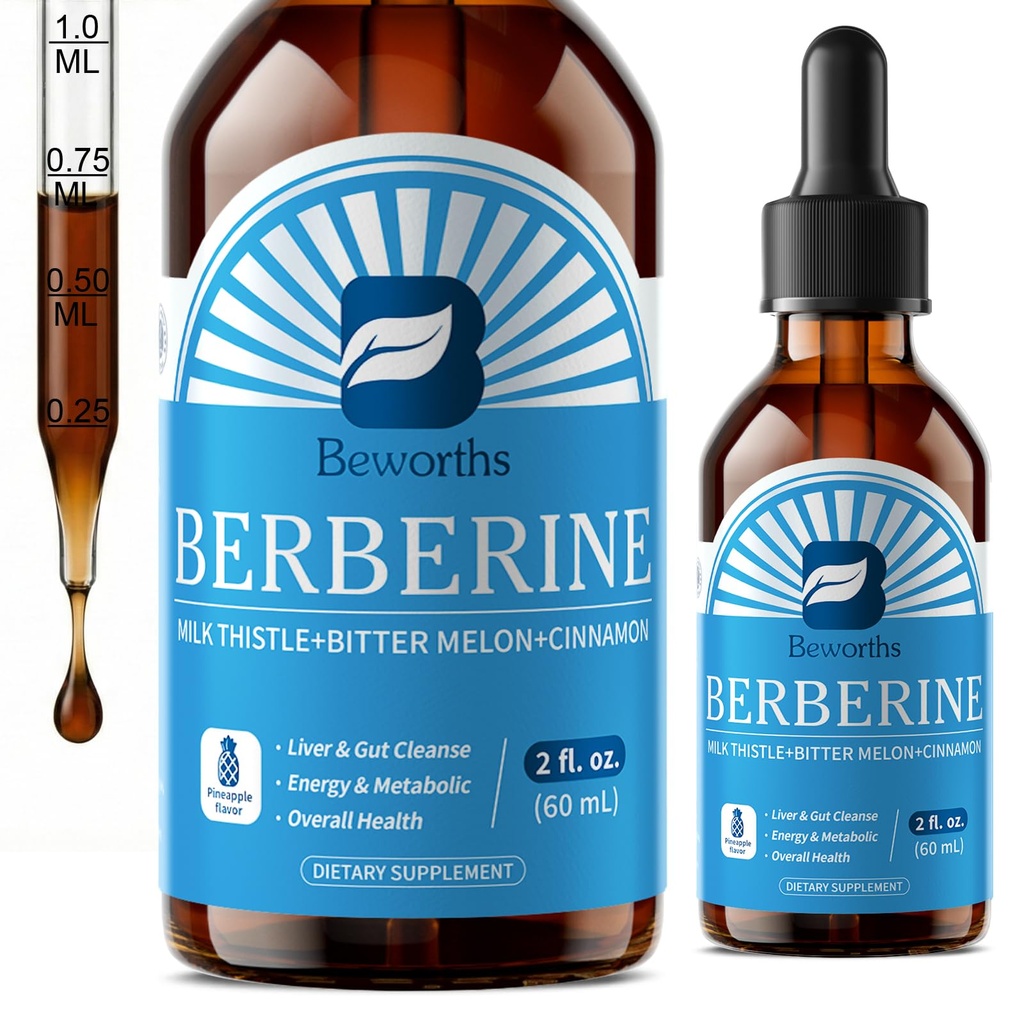 Berberine dodatek s Ceylon Skořice - Berberine Liquid Kapky s kurkumin kurkumin, Ceylon Skořice, Hořký Melon, Berberine Phytosome pro potravní systém, Imunitní zdravotní podpora -Vegetarian