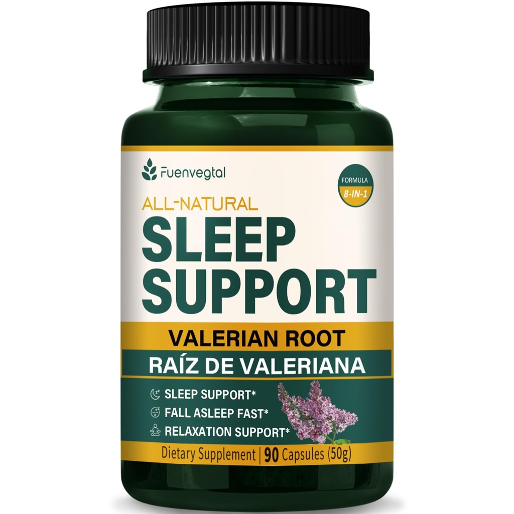 Valerian Root Extract Sleep Support Kapsle, Vášeň Květina dodatek pro lepší spánek, pád spánku rychle & relaxace. Pastillas de Valeriana y Pasiflora para Dormir Progrente. 90 Počet
