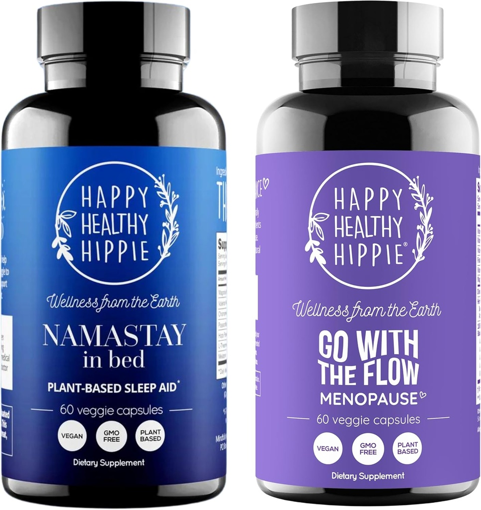 Šťastný zdravý hippie jít s Flow Menopauza Podpora a přírodní spánkový doplněk