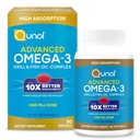 Qunol Advanced Omega 3 Krill and Fish Oil Complex, 10x Lepší biologická dostupnost, Jedna dávka, 250mg EPA & DHA, Podporuje mozek, oko, srdce a společné zdraví, 90 Počet (balení po 1)