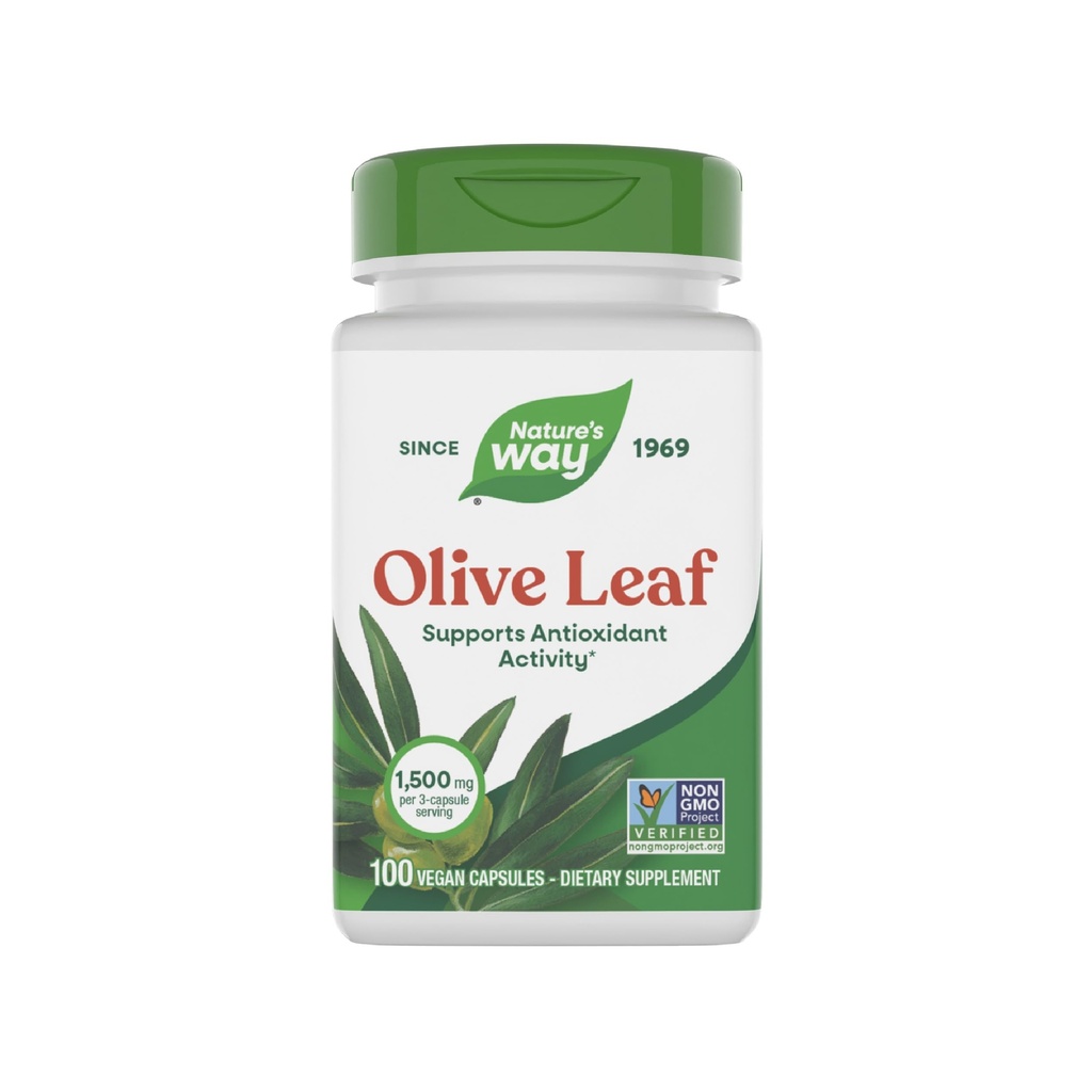 Nature 's Way Olive Leaf - 1500 mg / 3- Capsule Serving - Podporuje antioxidační aktivitu * - Olive Leaf Herbal Capsules - Non- GMO Projekt ověřen - Gluten zdarma - 100 Vegan Kapsle