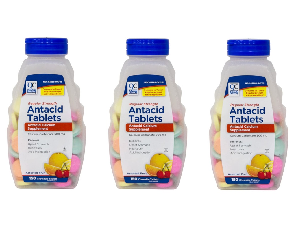 Kvalita Volba Pravidelné síly vápníku Karbonát 500 mg Antacida Žvýkací tablety, 150 Počet - balení po 3