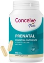 Koncept Plus Prenatální vitamíny pro ženy doplněk - Multivitamin s listovou kyselinou pro těhotenský vegan, Choline, železo - Pre Natal vitaminy DHA, non GMO - Mateřský vitamin pro mozek & oko 60 Kapsle