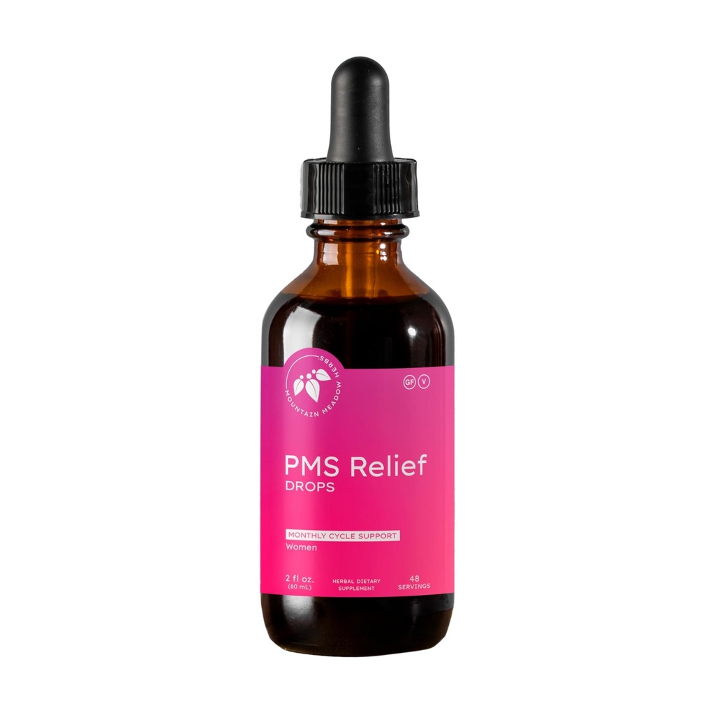 Hory Meadow Byliny PMS Relief Kapky 124; Liquid Bylin dodatek pro menstruační období Discomform 124; Hormonální podpora pro PMS křeče, Mood Swings & Acne s Chaste Tree Berry (Vitex) & Wild Yam 2oz