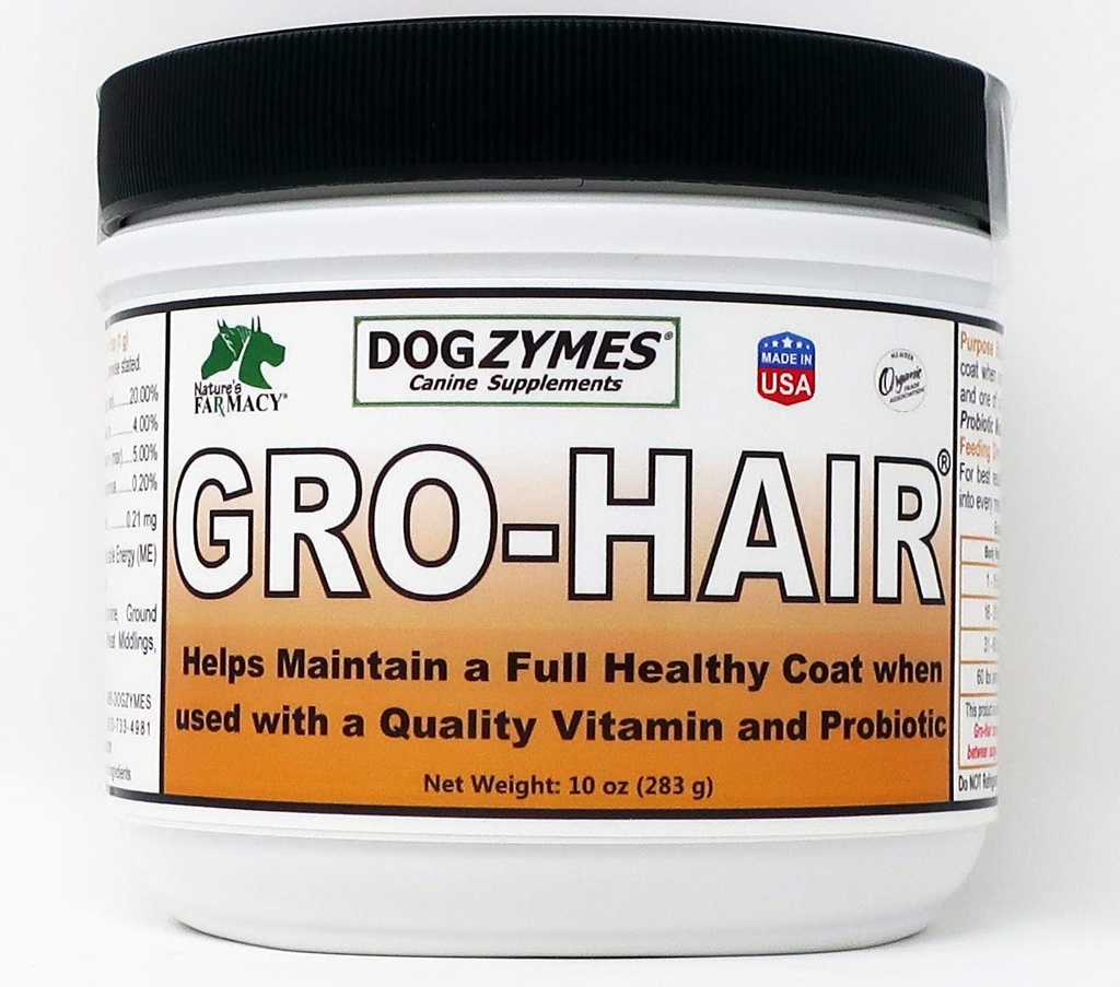Dogzymes GRO- vlasy pro délku coat nebo Feathering, Rychlý Coat Growth nebo Když řídký coat a / nebo plešaté Spots Nutnost vyplnit.