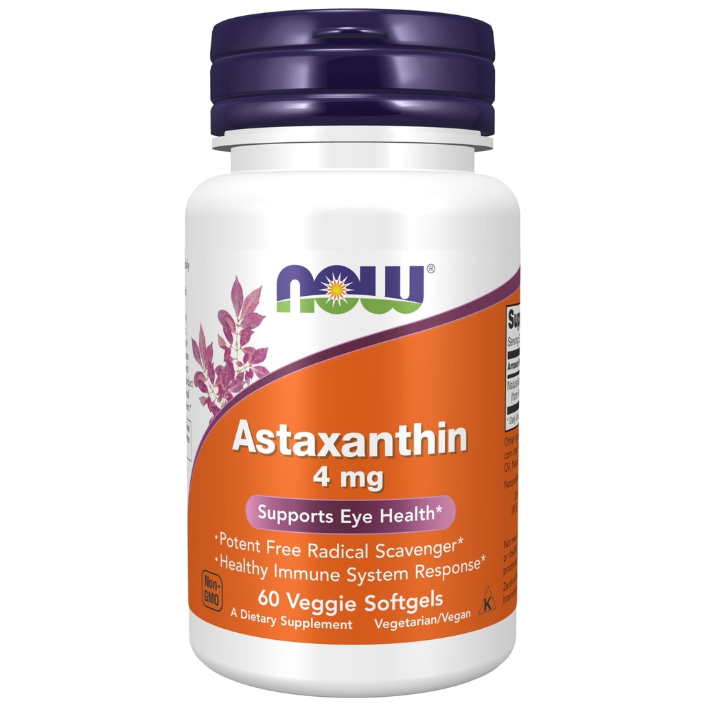 Nyní Potraviny doplňky, Astaxanthin 4 mg, funkce Zanthin ®, podporuje oční zdraví *, 60 Veg Softgels