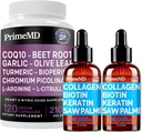 Tekutý kolagen Biotin (2pk) a oxid dusnatý (1pk) Doplněk Bundle - Potentní vitaminy pro vlasy, kůži, nehty, srdce, oběhové, a Lipid Support - Non- GMO, Vegan, gluten- zdarma