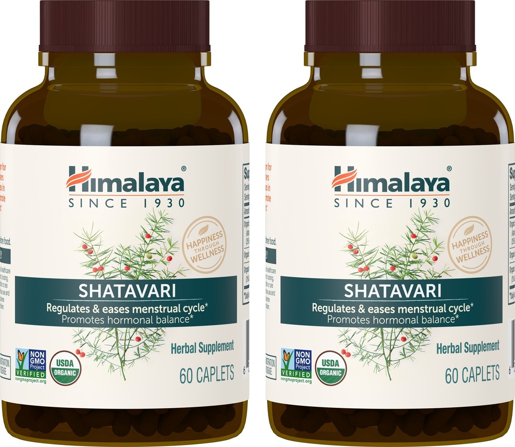 Himalaya Organic Shatavari pro PMS, Menstrual Cramp Relief, Menopauza Support, and Women 's Health, 1,300 mg, 60 Caplet, 2 měsíční zásoba, 2 balení