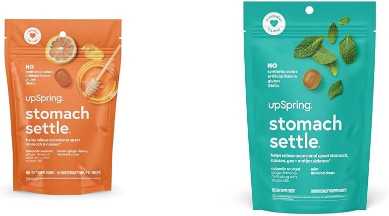UpSpring Stomach Usadit Kapky Bundle s Ginger, Lemon - 55 Ct a 28 Ct