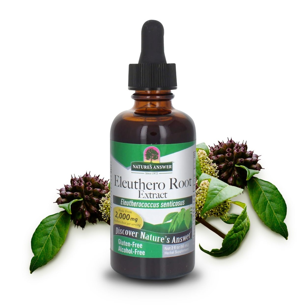 Nature 's Answer Alcohol- Free Eleuthero Root, 2-Fluid Ounces CLAS124; Vegan CLAS124; No Preservatives Gluten Free Eleuthero Extract