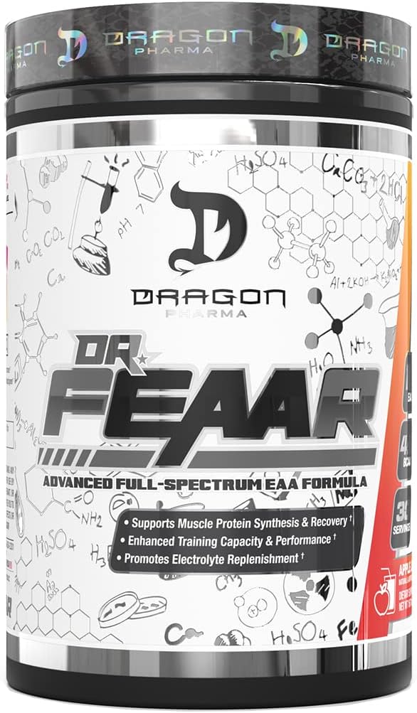 DRAGON PHARMA Dr. FEAAR ® Advanced Full- Spectrum EAA Matrix, podporuje syntézu a obnovu svalových proteinů, posílenou kapacitu a výkon výcviku (30 Služeb, jablečná šťáva)
