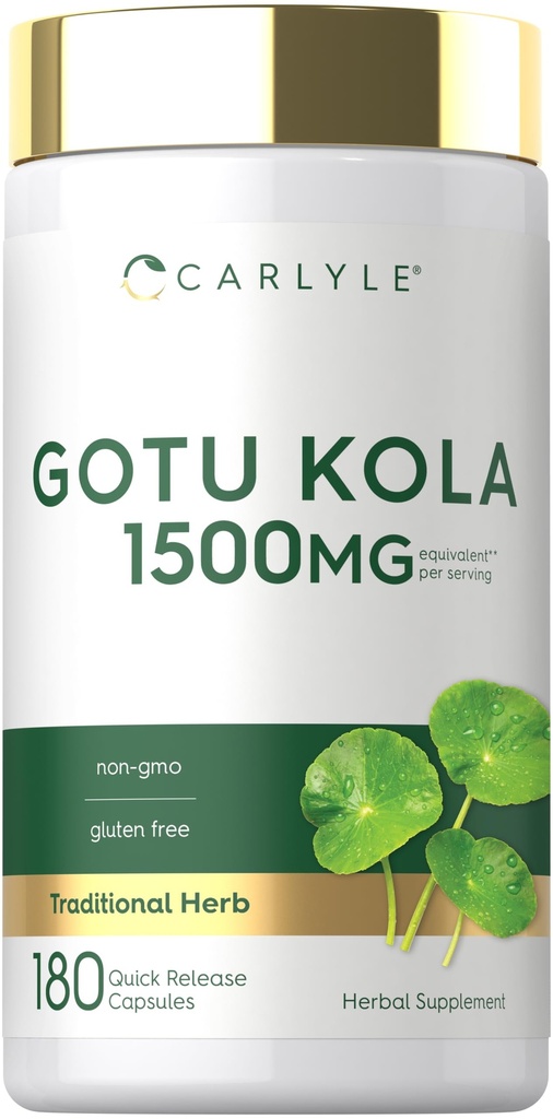 Carlyle Gotu Kola Kapsle 1500mg 600mg 124; 180 Počet 124; Non- GMO, gluten zdarma 124; Tradiční Herb Extract