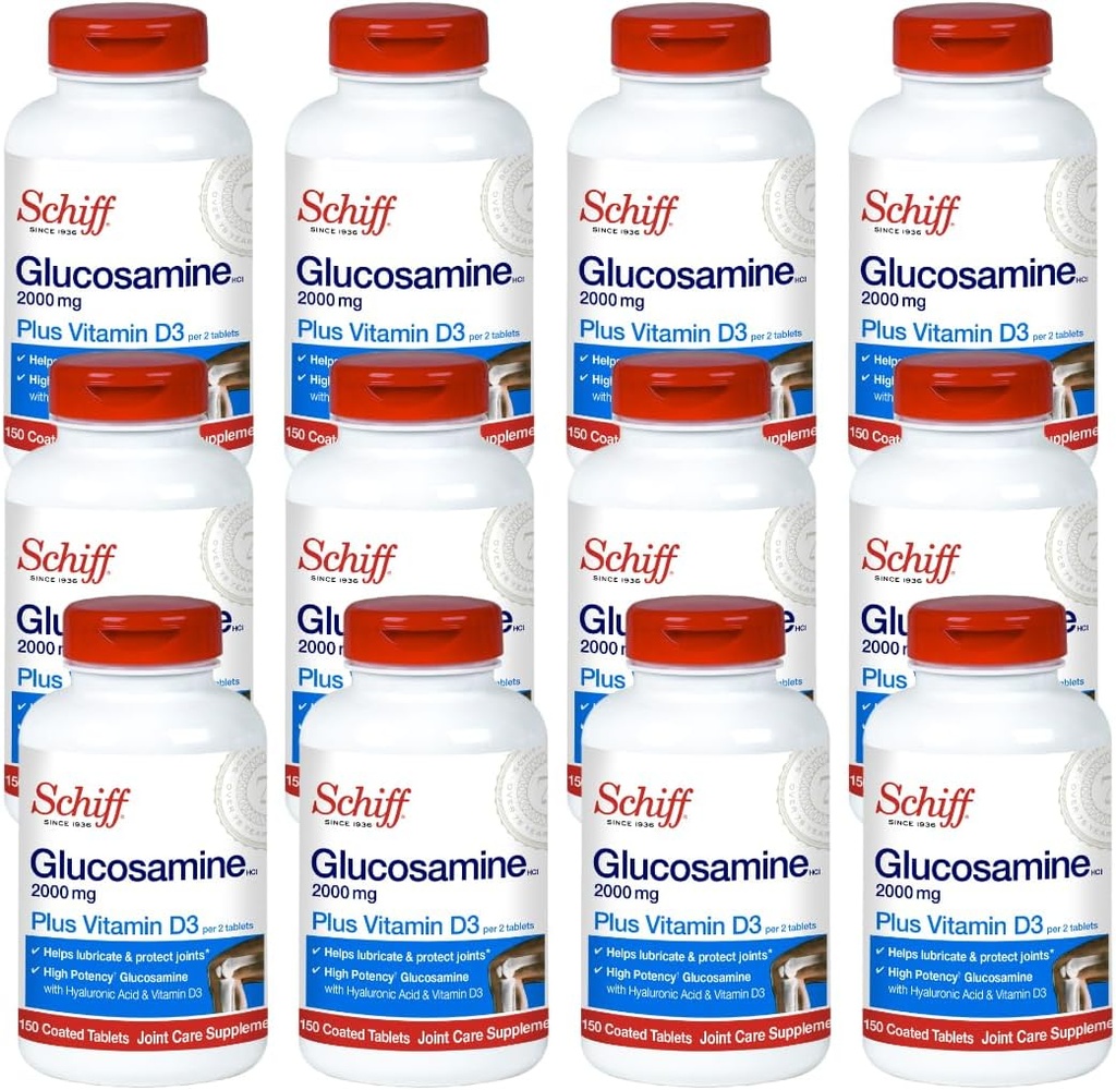 Schiff Glucosamine 2000mg s doplňkem Hyaluronic acid Joint, 150 ct (balení po 12)