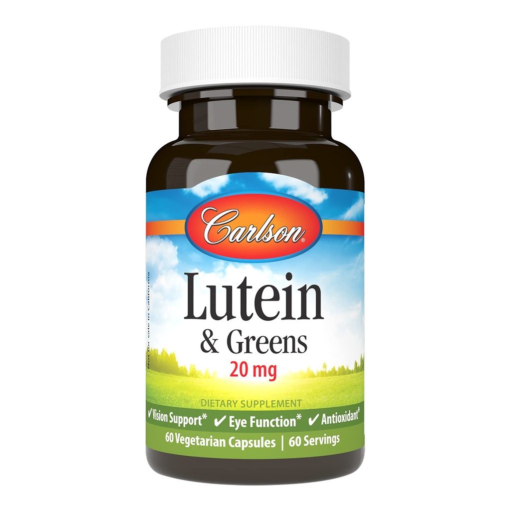 Carlson - Lutein & Green, 20 mg, Vision Support & Eye Function, Antioxidant, 60 Vegetariánských kapslí