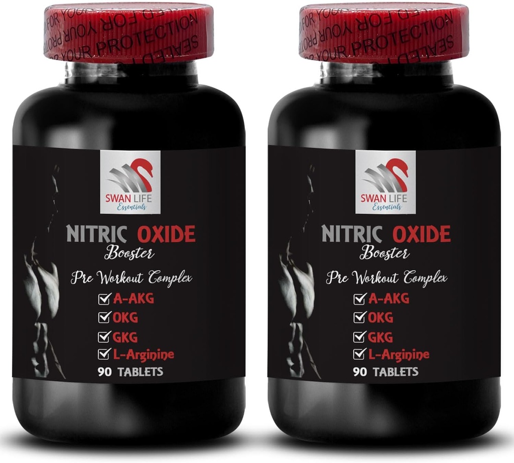 Alfa- ketoglutarát vápenatý - NITRIC OXIDE BOOSTER - prášek oxidu dusnatého L- arginin, svalové čerpadlo, silný trénink, síla cvičení, atletický boost, GKG doplněk 2 Lahvička 180 Tablety