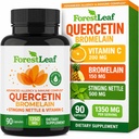ForestLeaf Quercetin s Bromelain 1350mg - Směs s vitaminem C & StringNettle dodatek, Quercetin 500mg Kapsle, Non- GMO gluten zdarma, přírodní imunitní a respirační funkce, 90 Veggie Caps