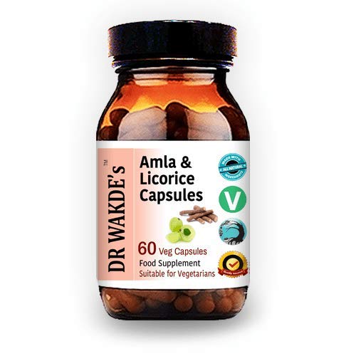 DRWAKDE Amla & Licorice Kapsle (60 Veg Caps, pro kyselé indigestion, Ayurvedic dodatek, Vegan, Bylinný, Všechny přírodní, Made in UK)