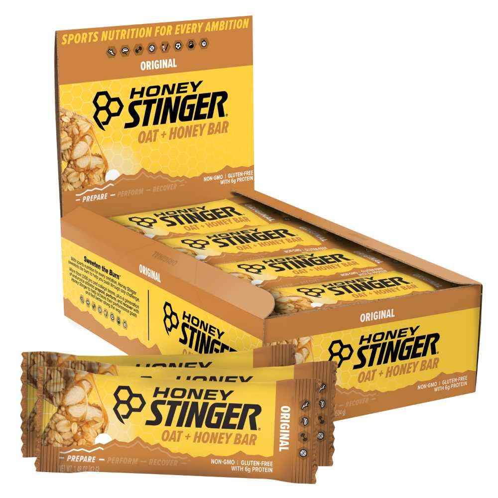Honey Stinger Oat + Honey Bar, Original, Energy Balené jídlo pro přípravu na cvičení, Vytrvalost a výkon, Sportovní nutriční Snack Bar, Předcvičení, Protein, Gluten Free, Box of 12