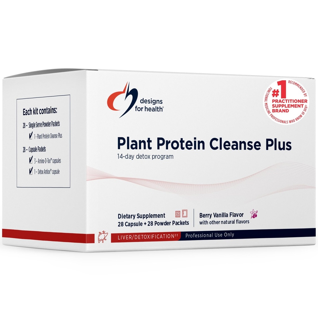 Designs for Health Plant Protein Cleanse Plus 14 Day Detox Program - Podporuje zdravé funkce jater + Metabolické čištění s antioxidanty + Byliny, Vegetariánské (28 protein Powder Drink + vitamínové balení)