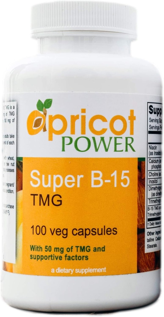 Meruňková energie Super B-15 Netoxická kyselina pangamová - Zdravotní hladiny kyslíku a energie - 100 Veg Caps